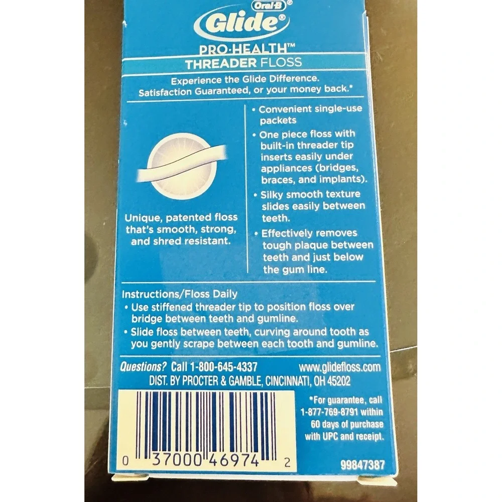Crest Glide Threader Floss Box Of 30 Single Use Packets New